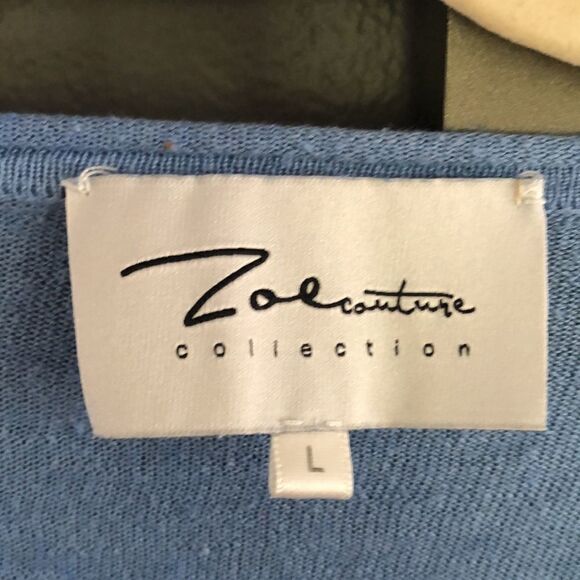 Zoe Cputure 100% silk Blue tie-dye lightweight knit top. Size L crop - Picture 2 of 7